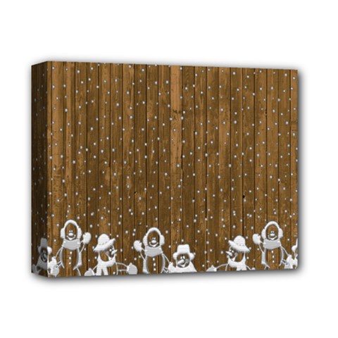 Christmas Snowmen Rustic Snow Deluxe Canvas 14  X 11  by Nexatart