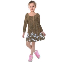 Christmas Snowmen Rustic Snow Kids  Long Sleeve Velvet Dress by Nexatart