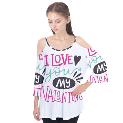 I Love You My Valentine (white) Our Two Hearts Pattern (white) Flutter Tees by FashionFling