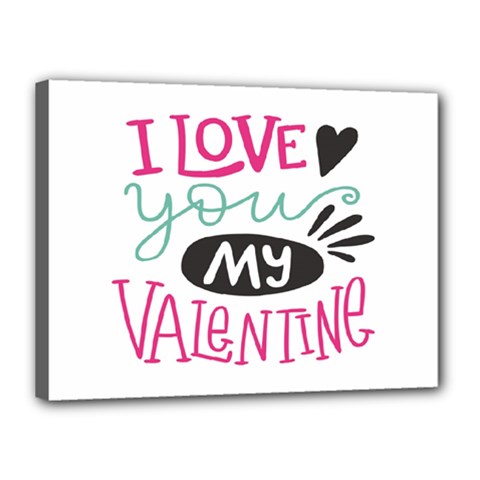 I Love You My Valentine (white) Our Two Hearts Pattern (white) Canvas 16  X 12  by FashionFling