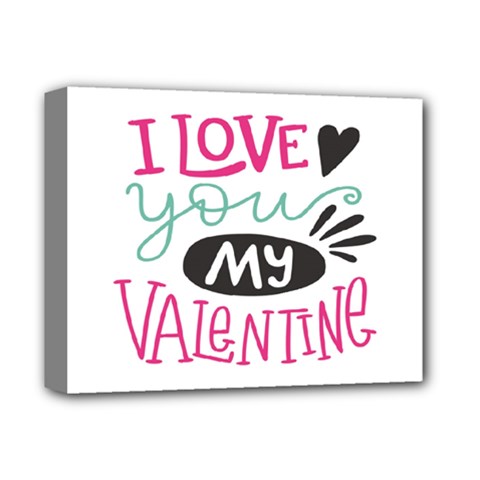 I Love You My Valentine (white) Our Two Hearts Pattern (white) Deluxe Canvas 14  X 11  by FashionFling