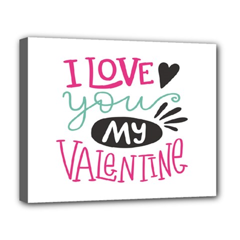 I Love You My Valentine (white) Our Two Hearts Pattern (white) Deluxe Canvas 20  X 16   by FashionFling