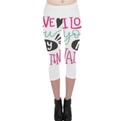 I Love You My Valentine (white) Our Two Hearts Pattern (white) Capri Leggings  by FashionFling