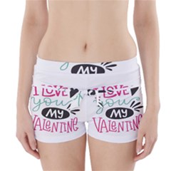 I Love You My Valentine (white) Our Two Hearts Pattern (white) Boyleg Bikini Wrap Bottoms