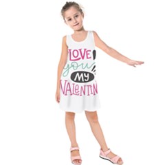 I Love You My Valentine (white) Our Two Hearts Pattern (white) Kids  Sleeveless Dress by FashionFling