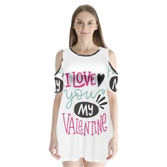 I Love You My Valentine (white) Our Two Hearts Pattern (white) Shoulder Cutout Velvet  One Piece by FashionFling