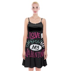  I Love You My Valentine / Our Two Hearts Pattern (black) Spaghetti Strap Velvet Dress by FashionFling