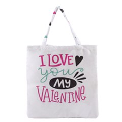 I Love You My Valentine / Our Two Hearts Pattern (white) Grocery Tote Bag by FashionFling