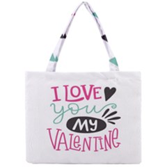 I Love You My Valentine / Our Two Hearts Pattern (white) Mini Tote Bag by FashionFling