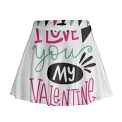 I Love You My Valentine / Our Two Hearts Pattern (white) Mini Flare Skirt by FashionFling