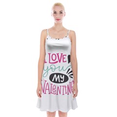 I Love You My Valentine / Our Two Hearts Pattern (white) Spaghetti Strap Velvet Dress by FashionFling