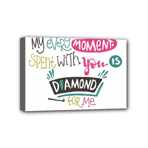 My Every Moment Spent With You Is Diamond To Me / Diamonds Hearts Lips Pattern (white) Mini Canvas 6  X 4  by FashionFling