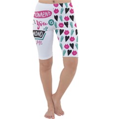 My Every Moment Spent With You Is Diamond To Me / Diamonds Hearts Lips Pattern (white) Cropped Leggings  by FashionFling