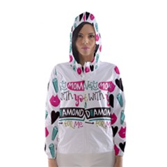 My Every Moment Spent With You Is Diamond To Me / Diamonds Hearts Lips Pattern (white) Hooded Wind Breaker (women) by FashionFling