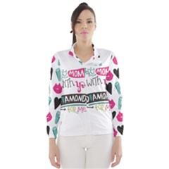 My Every Moment Spent With You Is Diamond To Me / Diamonds Hearts Lips Pattern (white) Wind Breaker (women) by FashionFling