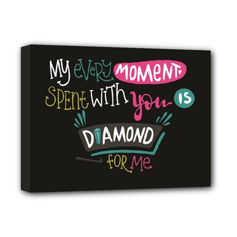 My Every Moment Spent With You Is Diamond To Me / Diamonds Hearts Lips Pattern (black) Deluxe Canvas 16  X 12   by FashionFling