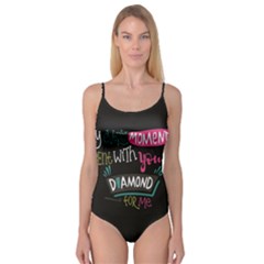 My Every Moment Spent With You Is Diamond To Me / Diamonds Hearts Lips Pattern (black) Camisole Leotard  by FashionFling