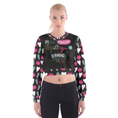 My Every Moment Spent With You Is Diamond To Me / Diamonds Hearts Lips Pattern (black) Women s Cropped Sweatshirt by FashionFling