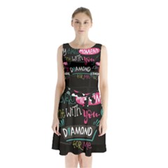 My Every Moment Spent With You Is Diamond To Me / Diamonds Hearts Lips Pattern (black) Sleeveless Chiffon Waist Tie Dress by FashionFling