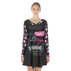 My Every Moment Spent With You Is Diamond To Me / Diamonds Hearts Lips Pattern (black) Long Sleeve Velvet V-neck Dress by FashionFling