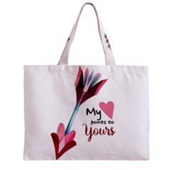 My Heart Points To Yours / Pink And Blue Cupid s Arrows (white) Zipper Mini Tote Bag by FashionFling