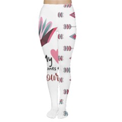 My Heart Points To Yours / Pink And Blue Cupid s Arrows (white) Women s Tights by FashionFling