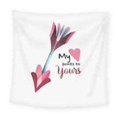 My Heart Points To Yours / Pink And Blue Cupid s Arrows (white) Square Tapestry (large) by FashionFling