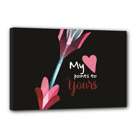 My Heart Points To Yours / Pink And Blue Cupid s Arrows (black) Canvas 18  X 12  by FashionFling