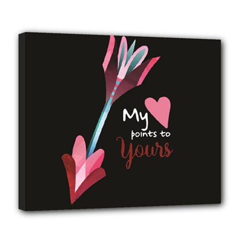 My Heart Points To Yours / Pink And Blue Cupid s Arrows (black) Deluxe Canvas 24  X 20   by FashionFling