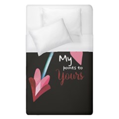 My Heart Points To Yours / Pink And Blue Cupid s Arrows (black) Duvet Cover (single Size) by FashionFling