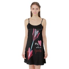 My Heart Points To Yours / Pink And Blue Cupid s Arrows (black) Satin Night Slip by FashionFling