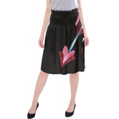 My Heart Points To Yours / Pink And Blue Cupid s Arrows (black) Midi Beach Skirt by FashionFling