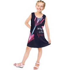 My Heart Points To Yours / Pink And Blue Cupid s Arrows (black) Kids  Tunic Dress by FashionFling