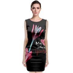 My Heart Points To Yours / Pink And Blue Cupid s Arrows (black) Sleeveless Velvet Midi Dress by FashionFling