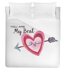 You Are My Beat / Pink And Teal Hearts Pattern (white)  Duvet Cover (queen Size) by FashionFling