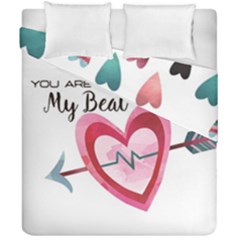 You Are My Beat / Pink And Teal Hearts Pattern (white)  Duvet Cover Double Side (california King Size) by FashionFling