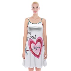 You Are My Beat / Pink And Teal Hearts Pattern (white)  Spaghetti Strap Velvet Dress by FashionFling