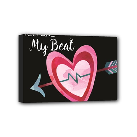 You Are My Beat / Pink And Teal Hearts Pattern (black)  Mini Canvas 6  X 4  by FashionFling