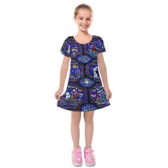 Church Window Canterbury Kids  Short Sleeve Velvet Dress by Nexatart