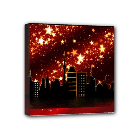 City Silhouette Christmas Star Mini Canvas 4  X 4  by Nexatart