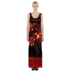 City Silhouette Christmas Star Maxi Thigh Split Dress