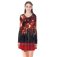 City Silhouette Christmas Star Flare Dress by Nexatart