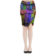 City Metropolis Sea Of Light Midi Wrap Pencil Skirt by Nexatart