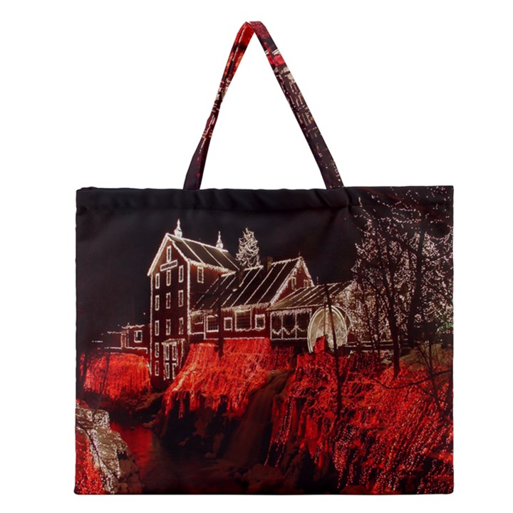 Clifton Mill Christmas Lights Zipper Large Tote Bag