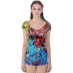 Colorful Graffiti Art Boyleg Leotard 