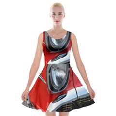 Classic Car Red Automobiles Velvet Skater Dress by Nexatart