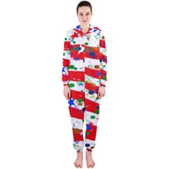 Confetti Star Parade Usa Lines Hooded Jumpsuit (ladies)  by Nexatart