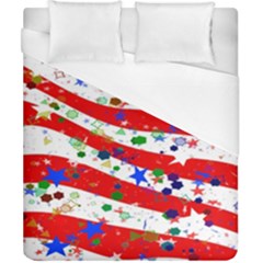 Confetti Star Parade Usa Lines Duvet Cover (california King Size) by Nexatart