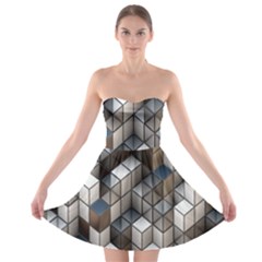 Cube Design Background Modern Strapless Bra Top Dress by Nexatart