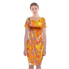 Crazy Patterns In Yellow Classic Short Sleeve Midi Dress
